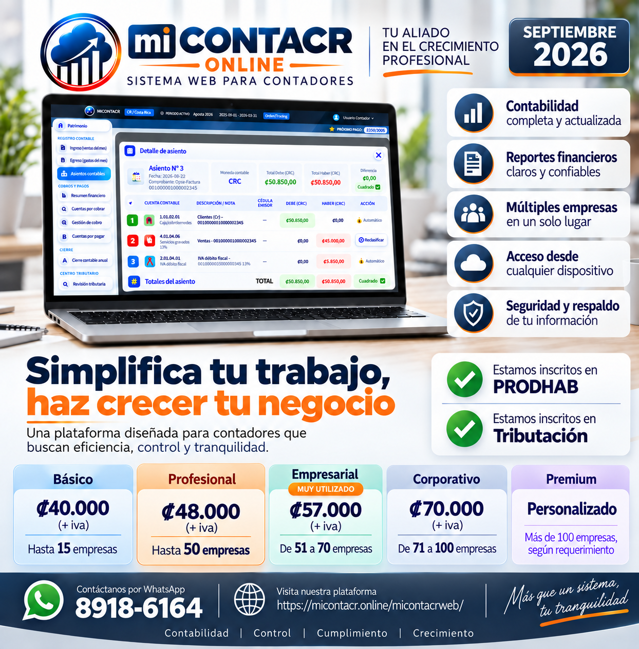 Planes y precios septiembre 2026 de MICONTACR