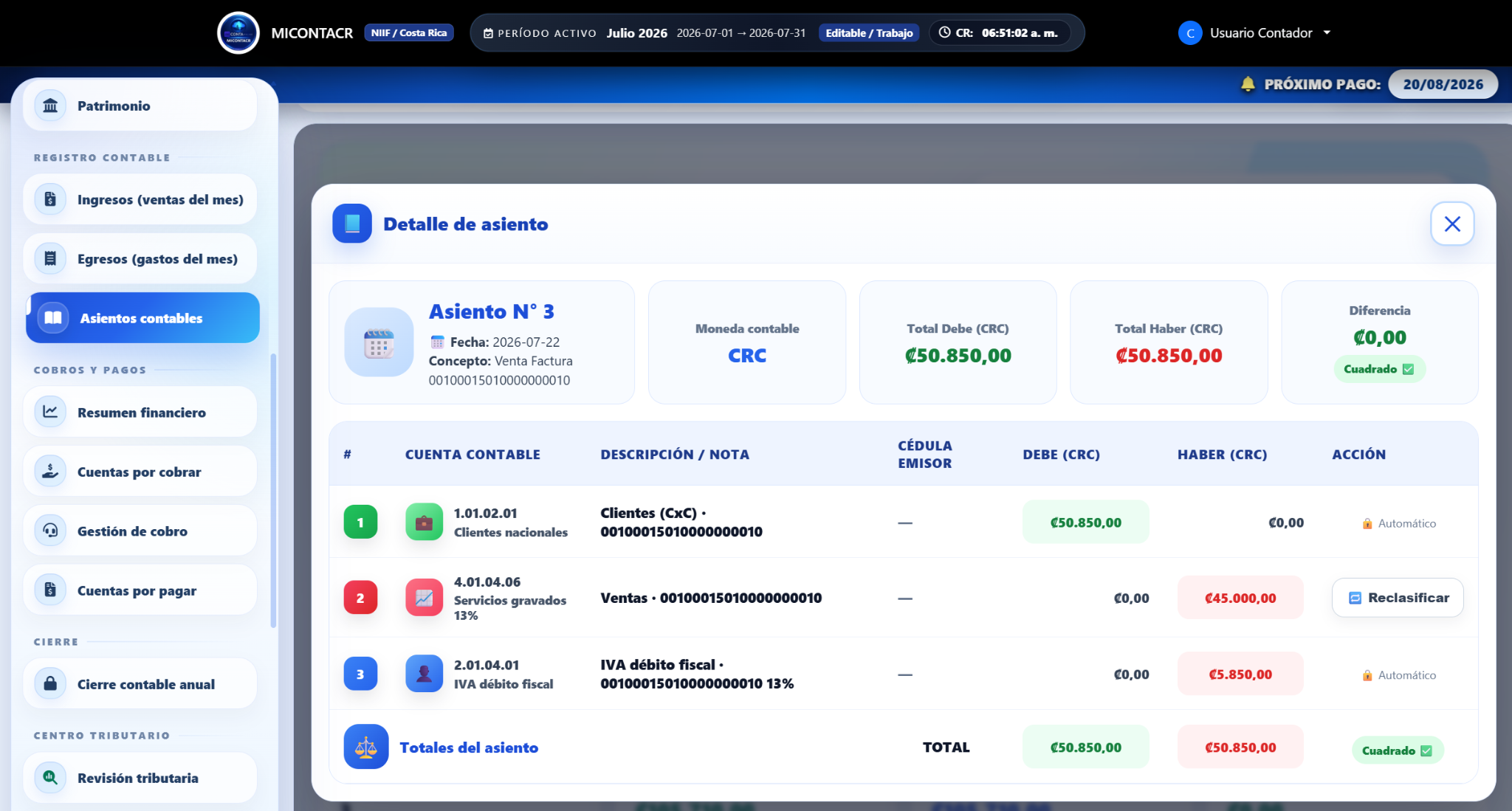Sistema contable MICONTACR